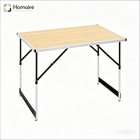 Rechteckiger Gartentisch in beigem und beigem Holzdekor 100 x 60 x 94 cm HOMAIRE (1/5)