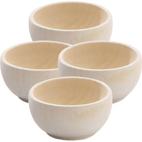 Ensemble de 4 bols en bois, jouets en bois brut, décorations en bois à faire soi-même-3.5x2.6x2cm (1/4)