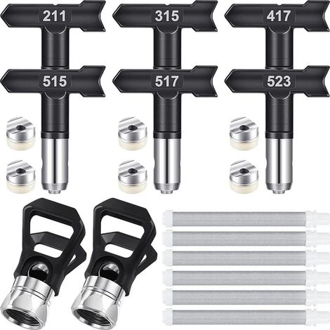 Buse Airless, 6 Pièces Buse de Pulvérisation Airless,Buse Pistolet Airless pour Pistolet à Peinture Haute Pression,pour Maisons, Bâtiments, Terrasses, Clôtures (Tapez 211,315,417,515,517,523)