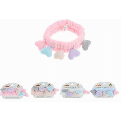 Cleafe - Fascia Capelli Doccia Shampoo Trucco Spugna Con Cuori Colorati 4 Colori 10749a - (1/3)