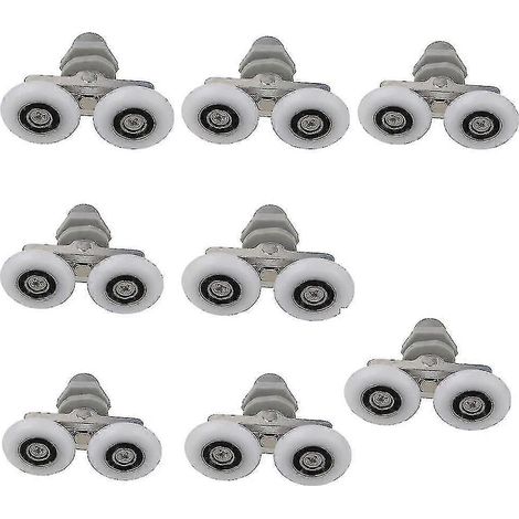 Roulettes pour porte de douche, lot de 8 roulettes doubles (haut/bas) pour porte de douche - Pièces de rechange pour salle de bain (1/4)