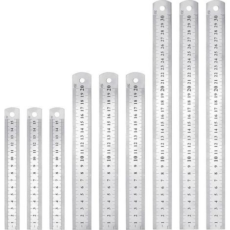 9 pezzi righello in acciaio inox 15 cm 20 cm 30 cm righello metallico a doppia faccia righello da falegname antiruggine durevole per studenti ingegneri architetti insegnanti designer ufficio (1/5)