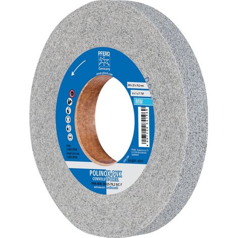 PFERD TOOLS POLINOX Gewickeltes Vlies-Rad PNK Ø 200x25 mm Bohrung-Ø 76,2 mm Mittelweich SIC Fein für Finish