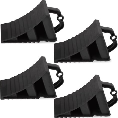Plastic Wheel Chock Set of 4 with Handle Brake Chocks for Car Trailer Caravan Motorhome Industrial Vintage Style with Rough Design (1/5)