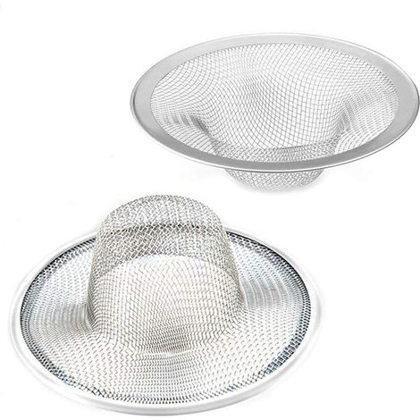 Lot de 2 filtres-pastilles robustes en acier inoxydable, diamètre supérieur de 7 cm / maille de 2,5 cm, idéaux pour évier de cuisine, baignoire ou bassin de camping-car. (1/5)