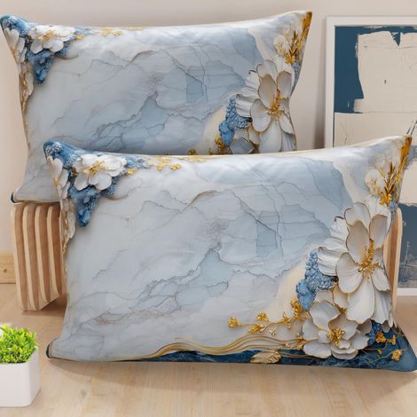 Paire de taies d'oreiller 30 x 50 cm en Microfibre, Coussins d'ameublement, canapé, Salon, 2 Housses de Coussin, taie d'oreiller Florale 06 15, 100% fabriqué en Italie (1/5)