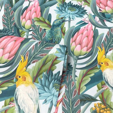 Arthouse Rainforest Escape Design Green Pink Paste The Paper Vinyl Wallpaper (1/4)