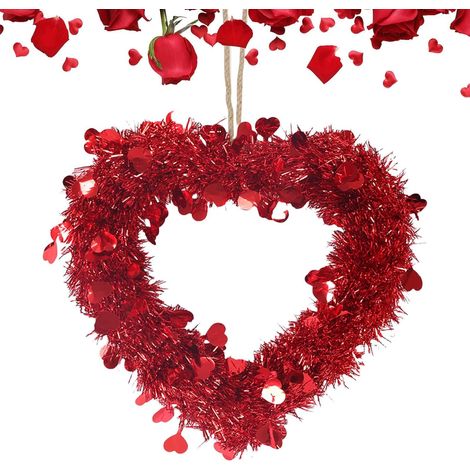 Couronne de Saint-Valentin pour Porte d'Entrée - Décoration Guirlande Cœur,Couronne pour La Saint-Valentin,pour Mariages Anniversaires Noël Demandes en Mariage Plafonds Tables Maisons (1/2)