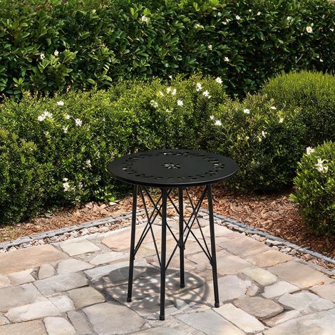 Table de jardin negro en acero 40 x 40 x 50 cm (1/5)
