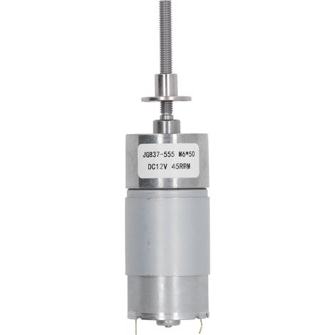 Moteur à engrenages auto-verrouillant DC 12V 45RPM, arbre fileté M6 avec bride, réducteur de vitesse à vis sans fin, moteur électrique à courant continu 12 volts. (1/5)