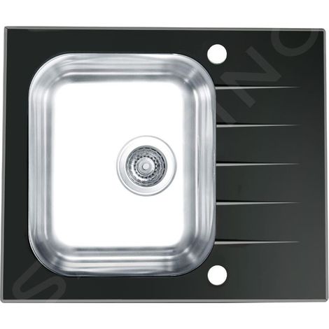 Alveus Altone - Évier 600x500 mm, avec commande de vidage, verre noir / inox 1114557 (1/3)