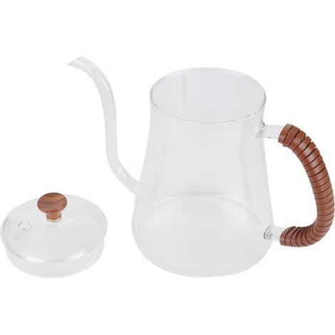 Bouilloire à col de cygne en verre épais, 600 ml, idéale pour le thé et le café filtre. (1/5)