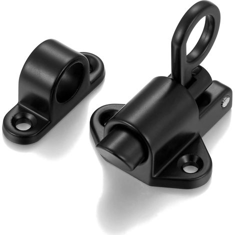 Lot de 2 verrous de porte à fermeture automatique, verrous de porte robustes en alliage d'aluminium, verrou de porte coulissante à cylindre à ressort automatique avec vis