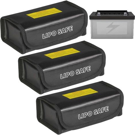 Lot de 3 sacs de protection pour batterie LiPo, ignifuge, anti-explosion, protection ignifuge pour chargement et transport (1/5)