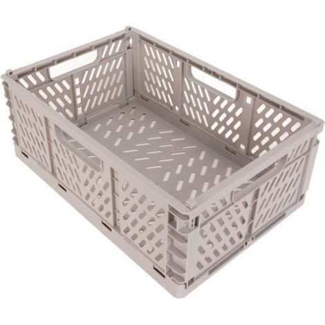 Caisse de rangement pliable - - Grande capacité - Plastique durable - Gris - 42,8 x 28,6 x 16,2 cm (1/4)