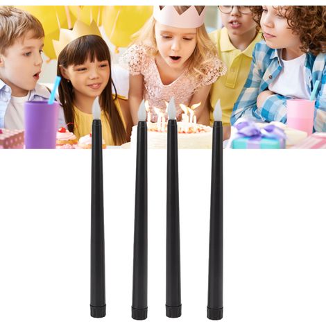 Bougies LED pour Noël, mariages, anniversaires, longues bougies (lot de 4, noires) (1/5)