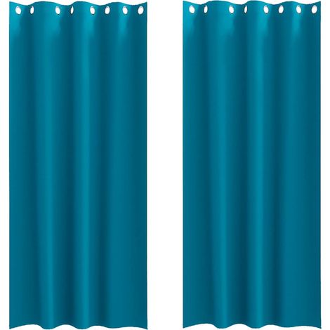 Maison Exclusive - Tende Blackout con Anelli 2 pcs Turchese 260 x 140 cm