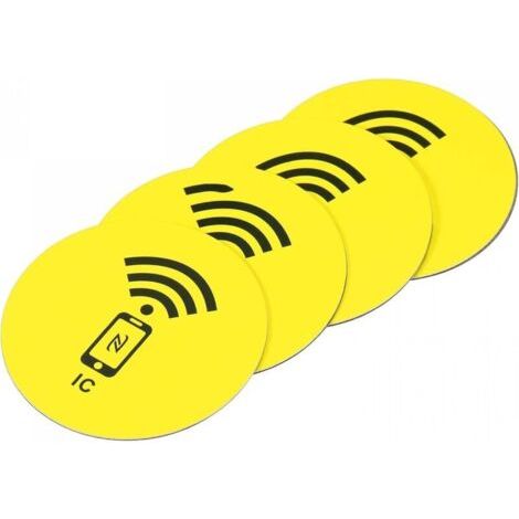 NFC étiquettes Autocollants M1 RFID IC Étiquette 13.56MHz Réinscriptible Retour Adhésif Sans Contact pour Entrée Accès Contrôle Système, Jaune 4 Paquet (1/5)