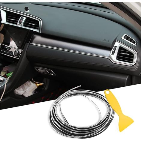 Garniture Moulage Intérieure de Voiture, Bande Garniture Flexible Ligne Intérieur pour Voiture Universels, Décoration Extérieure Moulures Garnitures Bande Ligne pour Voiture (Argent)