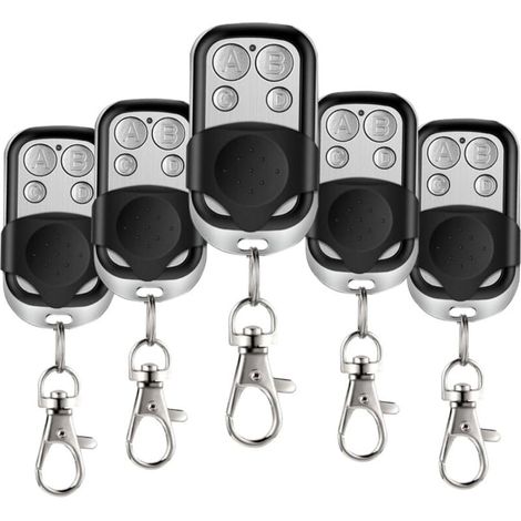 Telecomando universale per cancello da 5 pezzi, telecomando wireless per porta da garage a 4 pulsanti da 433,92 MHz con coperchio scorrevole e portachiavi per porta da garage elettrica (1/4)