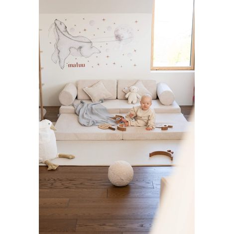 Divano da gioco Montessori Comfort in velluto a coste beige (1/5)