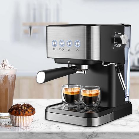 Machine à expresso 15 bars 1050 W tout-en-un semi-automatique avec mousseur à lait baguette vapeur/réservoir d'eau 1,5 L panier porte-filtre cuillère doseuse pour cappuccino L (1/5)