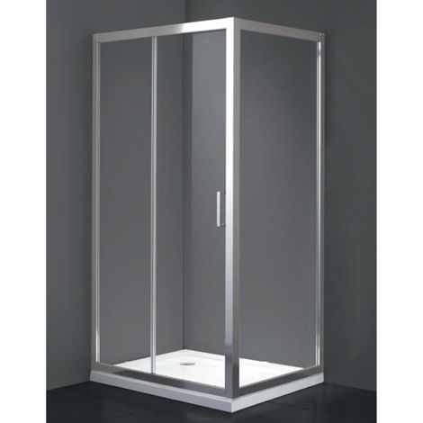 Box Doccia 75x120 Apertura Frontale Scorrevole a Due Cristalli Con Un Lato Fisso Rettangolare In Cristallo Temperato trasparente