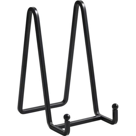 Support en fer 15 cm, coloris noir, lot de 2, chevalet pour cadre photo et assiette (1/4)