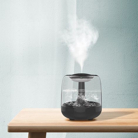 Mini humidificateur, humidificateur d'air à ultrasons USB 440 ml, avec veilleuse couleur, arrêt automatique, 2 modes de brouillard, ultra silencieux(noir) (1/5)