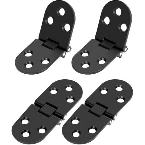 Sollbry Lot de 4 Charnières Pliantes Noires à 180 Degrés - Alliage de Zinc Antirouille Noir - pour Tables Pliantes, Armoires et Boîtes à Outils (1/5)