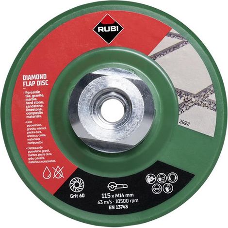 Diamond Flap Disc 115mm x 50/60 Grit – Rubi 32921 for Grinding and Surface Finishing