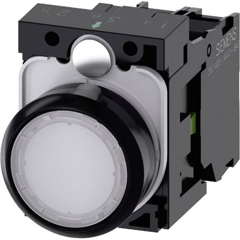 Siemens Pulsante, illuminato, 22mm, rotondo, plastica, bianco, 1NA, AC/DC 24V, 3SU11020AB601BA0 (1/4)