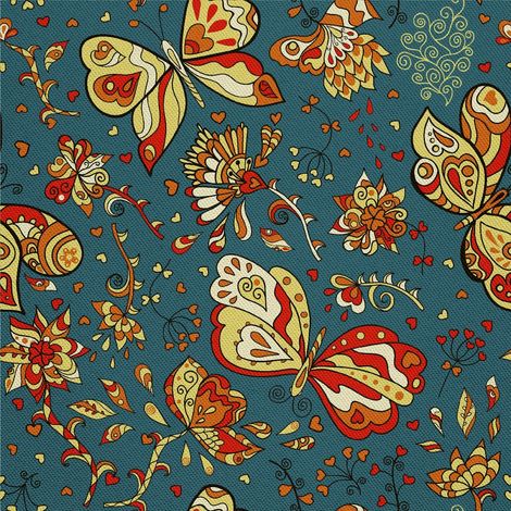 Escritorio de exterior Oxford - Motiv abstrakte Blumen und Schmetterlinge I DX400 (1/5)