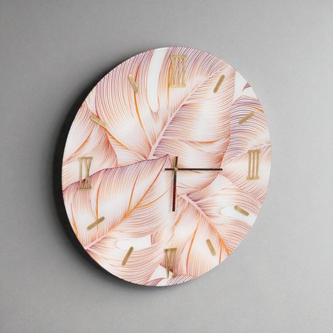 Orologio rotondo in vetro temperato D65 cm con disegno floreale Viola - LIXI (1/4)