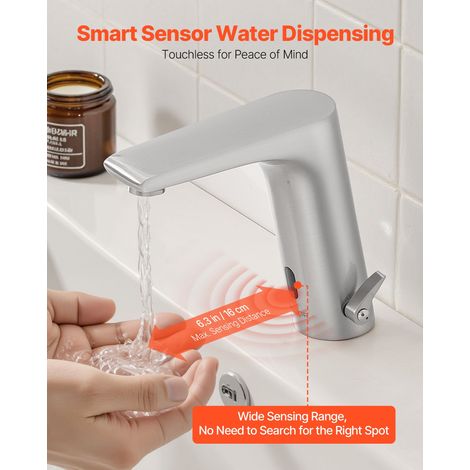 Mitigeur Automatique sans Contact, Robinet à Capteur de Lavabo, Mélangeur d’Eau Chaude et Froide Réglable Mains Libres, Poignée Uni… (1/5)