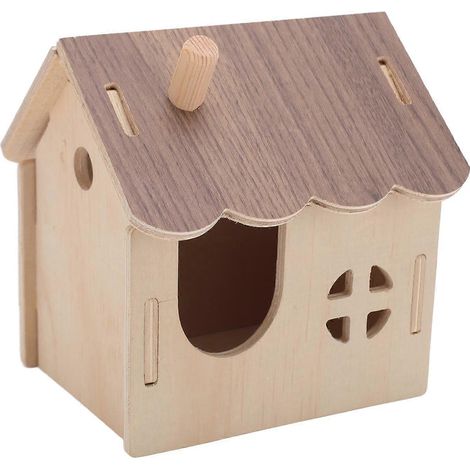 Maison en bois pour hamster, grand espace confortable et ventilé, écologique, cachette pour petits animaux. (1/3)