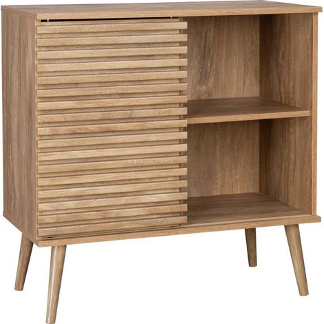 80cm scandi-style sideboard, wood effect and sliding door Natural 80x39x80 cm - Madere (1/5)