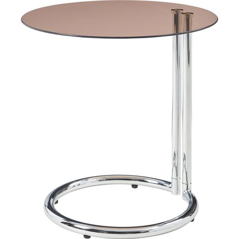 Tavolino laterale in vetro temperato 46 x 45 cm vetro ambra finitura cromata 030010977