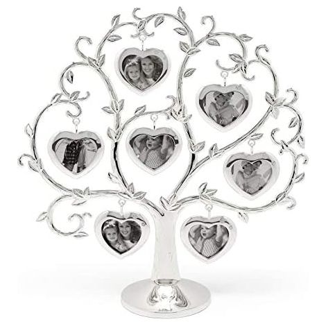 Zilverstad Family Tree Heart per foto, 2 x 7, lega di zinco, colore argento, 80x251x271