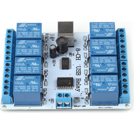 Module contrôleur de carte relais USB de type B 12 V CC à 8 canaux pour l'automatisation et la robotique (1/5)