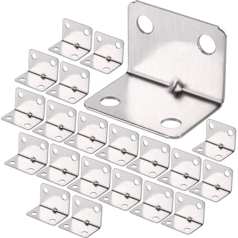 100 pezzi di staffa angolare in acciaio inossidabile 30 × 23 × 23 mm, staffa angolare a 90 gradi, staffa ad angolo retto, piccola staffa in legno a forma di L per il fissaggio di mensole da tavolo per (1/5)
