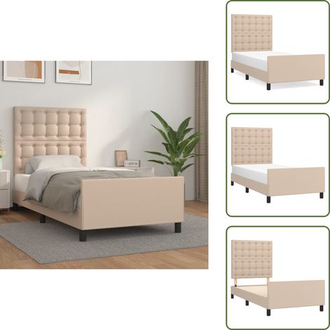The Living Store Bettgestell mit Kopfteil Cappuccino-Braun 90x190 cm Kunstleder - Kopfteil (1/5)