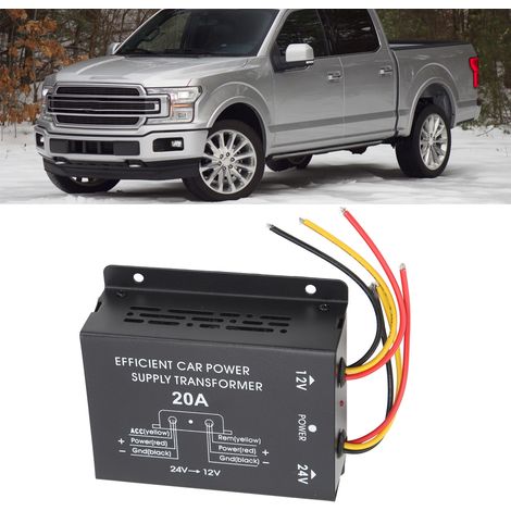 20A 24V auf 12V Kfz-Stromwandler, Abwärtstransformator, Konverteradapter (20A Schwarz) (1/5)