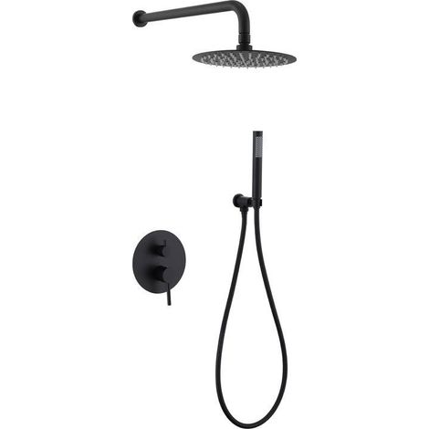 Robinet douchette à barre coulissante avec tuyau, pomme de douche à main noire, douchette à main à barre coulissante, douchette à main, pomme de douche amovible, noir mat (1/5)