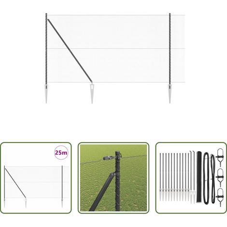vidaXL Sécurité extérieure - Poteau de clôture. Gris 25 x 1,6 m (maillage de 13 mm) (1/5)