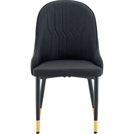 CHICFURN Set da 2 sedie da pranzo 91 cm in similpelle nera, metallo, per cucina (1/5)