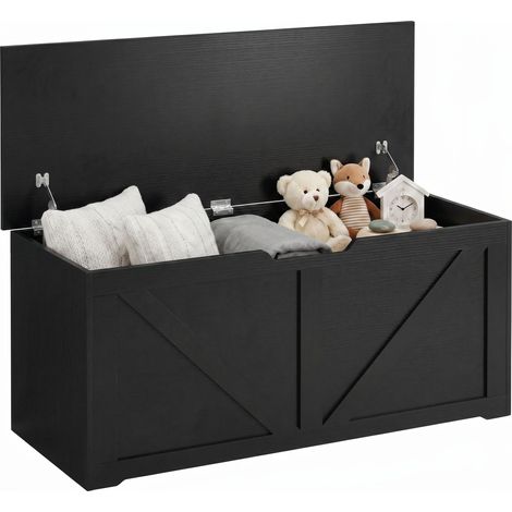 HOMCOM Storage Trunk for Living Room, with Safety Hinges, 100cm, Black (1/5)