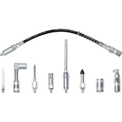 Kit de graissage complet avec embouts pour outils, raccords de graissage à connexion rapide (9 pièces), accessoires de lubrification. (1/5)
