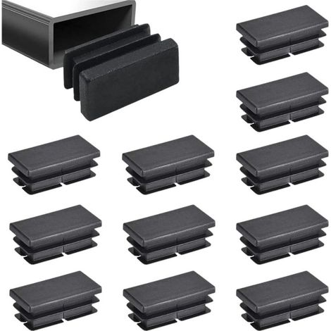 12 pièces Bouchons à lamelles pour Tube rectangulaire, pour Tubes Métalliques, Canapés, Chaises, Tables et étagères, embout pied de chaise (40x20 mm) (1/5)