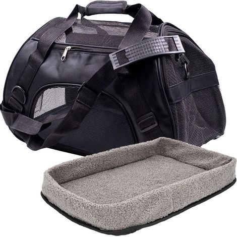 BOLSA TRANSPORTADORA PARA GATOS Y PERROS CON ALFOMBRA DE PELUCHE L